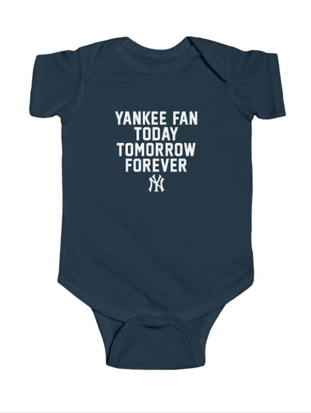 NWOT Yankee Fan Today Tomorrow Forever Navy Baseball Bodysuit Onsie 12M